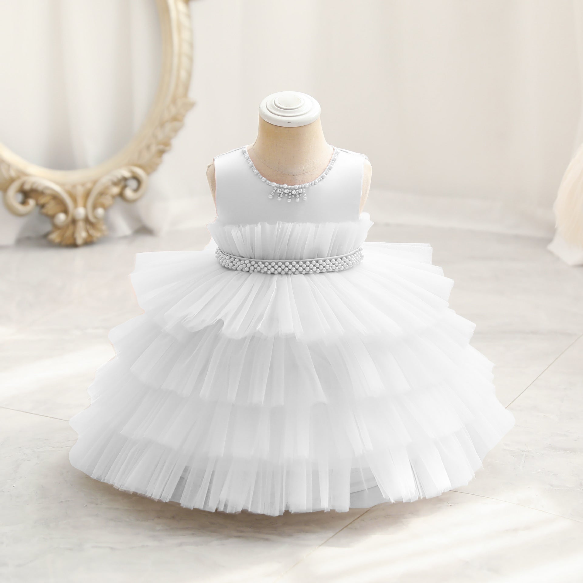 Children's Dress Color Matching Princess Dress Birthday Banquet Skirt White