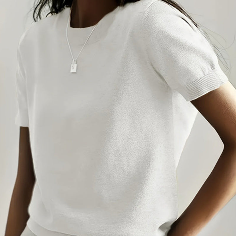 Women’s Soft Stretch Minimalist T-Shirt – Everyday Slim Fit Top White
