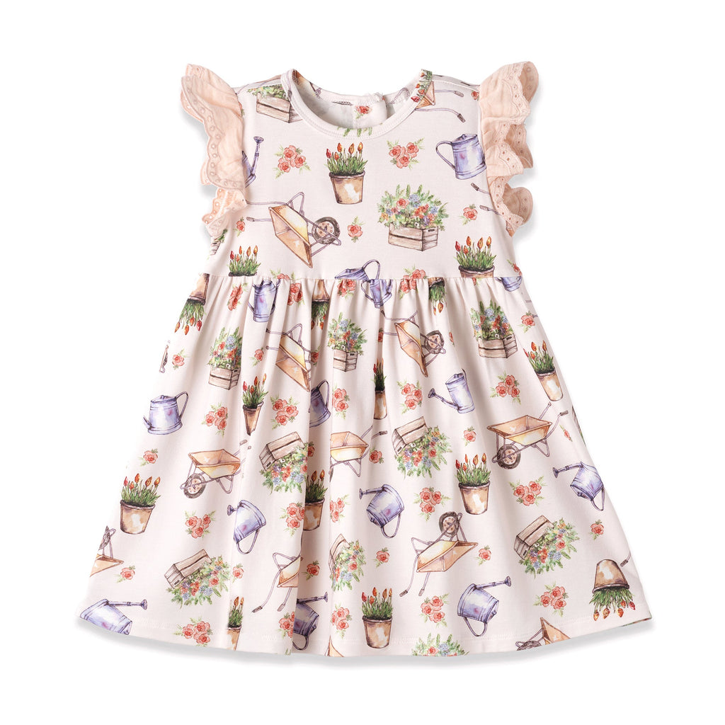 Petal Patch Baby Girl Dress – Bamboo & Eyelet Garden Dress 6Y
