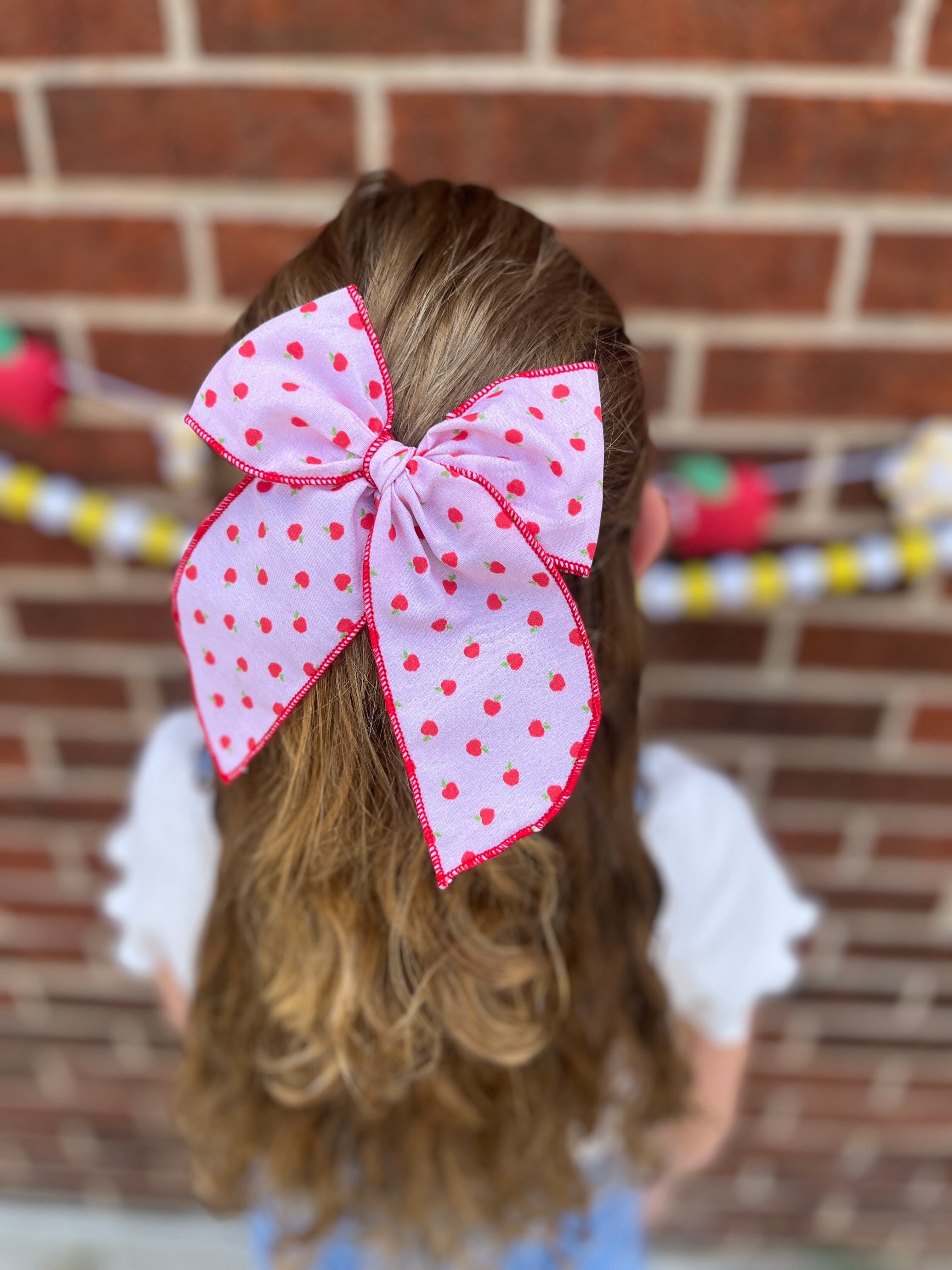 Pink Apple Bow Oversized