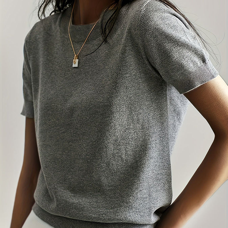 Women’s Soft Stretch Minimalist T-Shirt – Everyday Slim Fit Top Gray