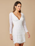 Lara Goldie Beaded V-Neck Mini Dress Ivory