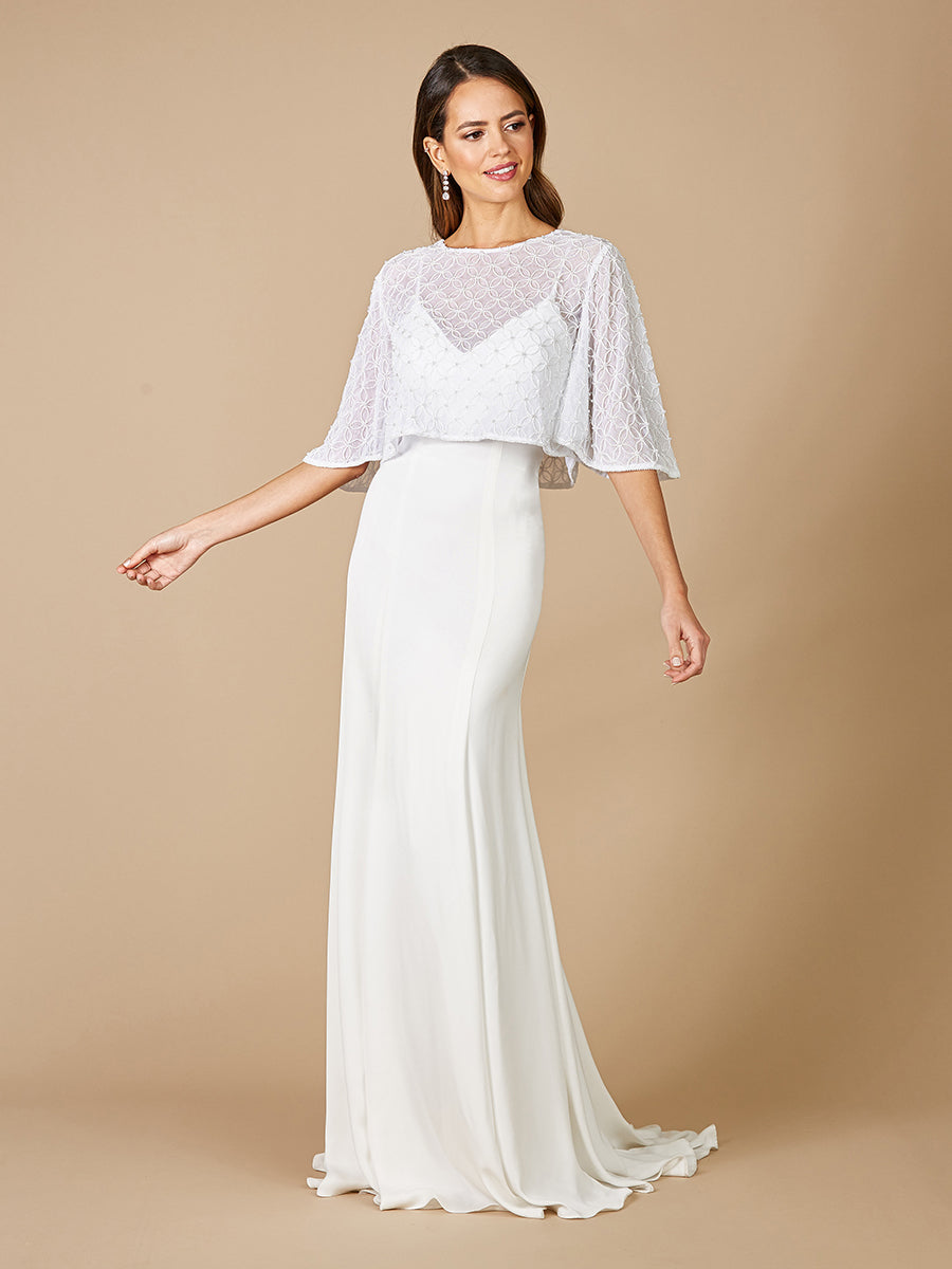 Lara Gina Beaded Tulle Capelet Ivory