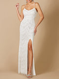 Lara Frenchie Spaghetti Strap Beaded Bridal Maxi Dress Ivory