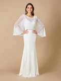 Lara Grace Beaded Long Sleeve Bridal Capelet Top Ivory