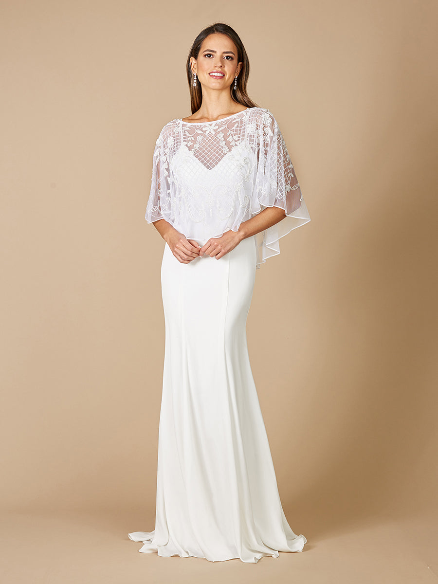 Georgina Beaded Pull-On Bridal Capelet Ivory