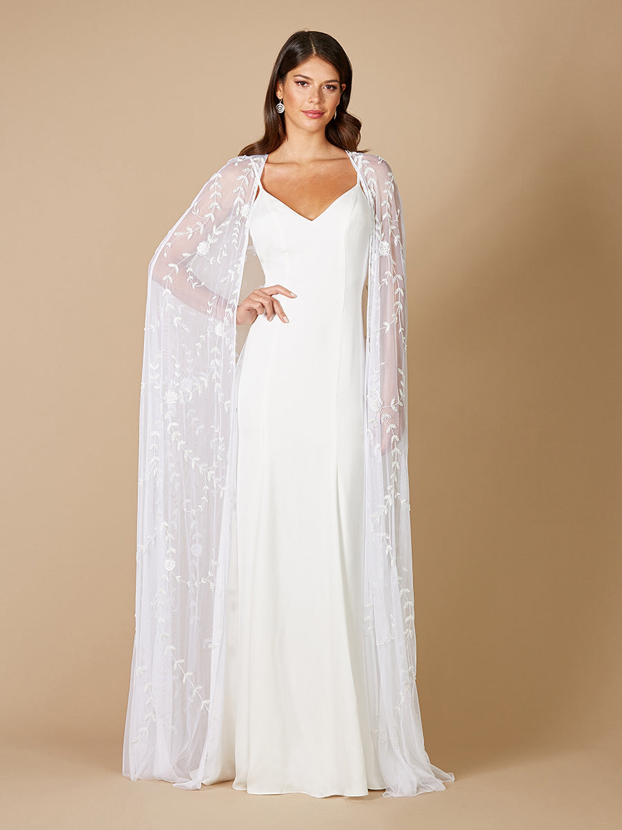 Gerrie Full-Length Beaded Bridal Cape Ivory