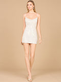 Sequin Cowl Neck Bridal Mini Dress Ivory