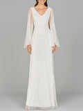 Cape Sleeve Beaded Bridal Gown Ivory