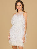 Bridal Cocktail Dress with Feathers Ivory