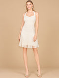 Beaded Halter Neck Bridal Midi Dress Ivory
