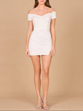 Sleek Off Shoulder Bridal Cocktail Dress | 51176 Ivory