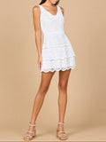Tiered Beaded Dress Ivory