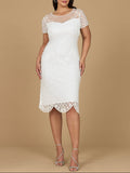 Beaded Midi Dress with Cap Sleeves - OUTLET Ivory