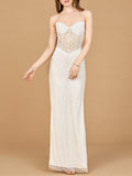 Lara 51189 - Embellished Strapless Gown with Slit Ivory