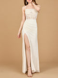 Elegant Corset Gown with Slit Ivory