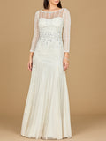 Lara Beaded High Neck Wedding Gown Ivory
