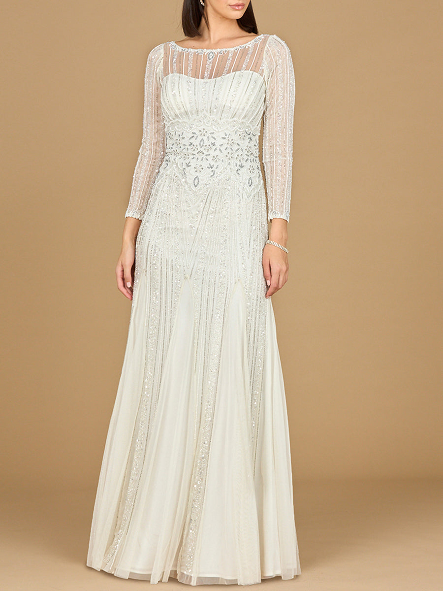 Lara Beaded High Neck Wedding Gown Ivory