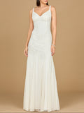 Lara 51217 -Beaded Bridal Gown with Godets Ivory