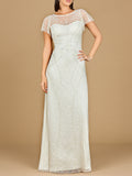 Beaded Flutter Sleeve Wedding Gown | Lara 51219 Ivory