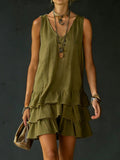 V-Neck Sleeveless Midi Dress – 5 Colors, S–2XL Army Green