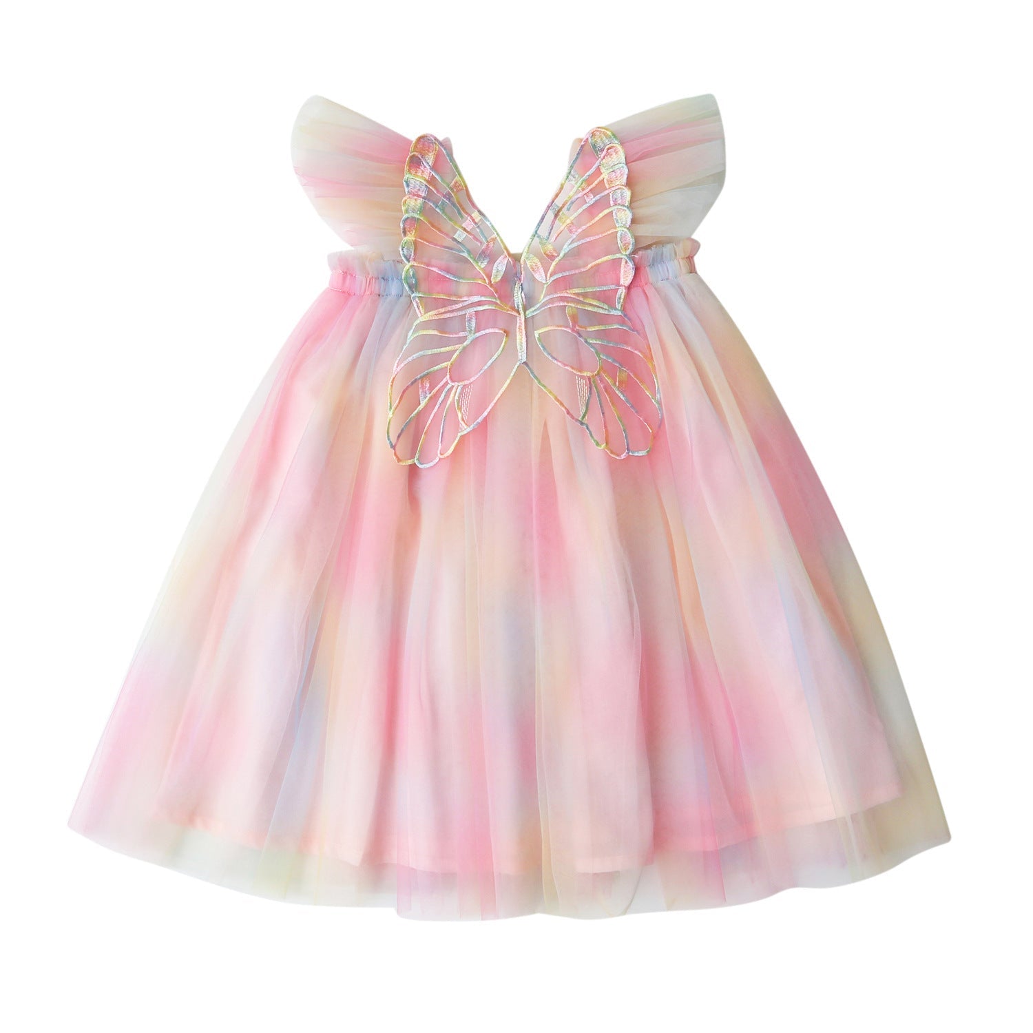 Rainbow Wings Mesh Girl Dress Rainbow Rainbow