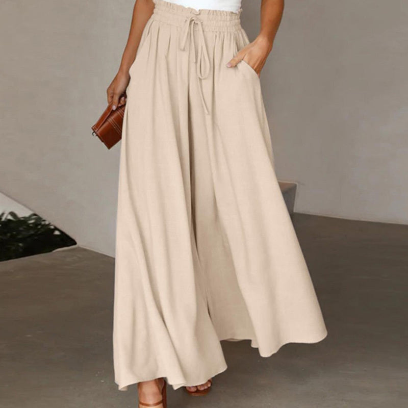 Women's High Waist Wide Leg Pants Apricot