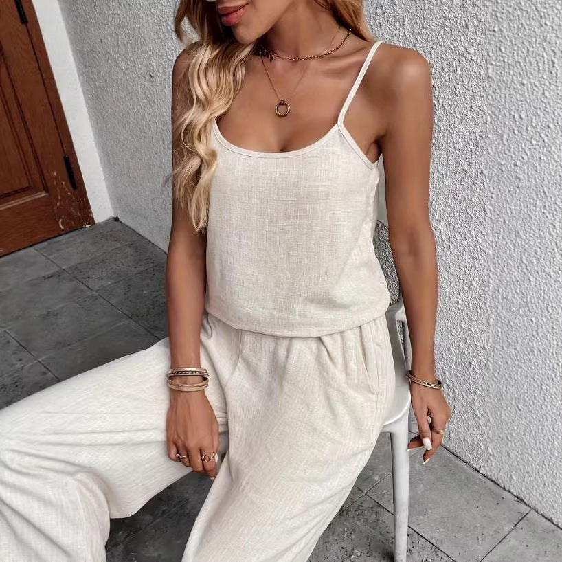 Women’s Sleeveless Resort Two Piece Set Linen