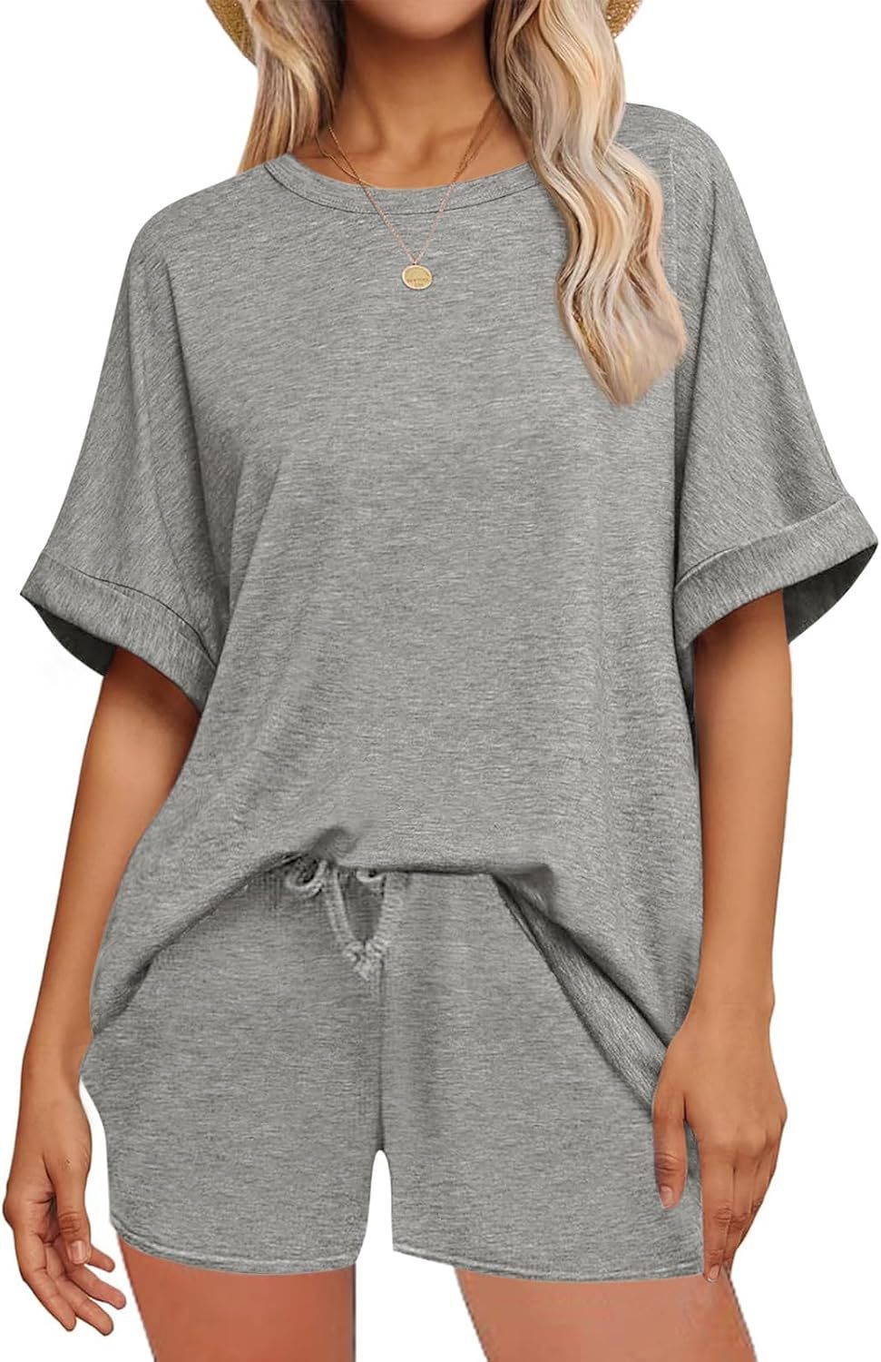 👕 Oversized T-Shirt & Drawstring Shorts Set – Ultimate Casual Comfort Gray