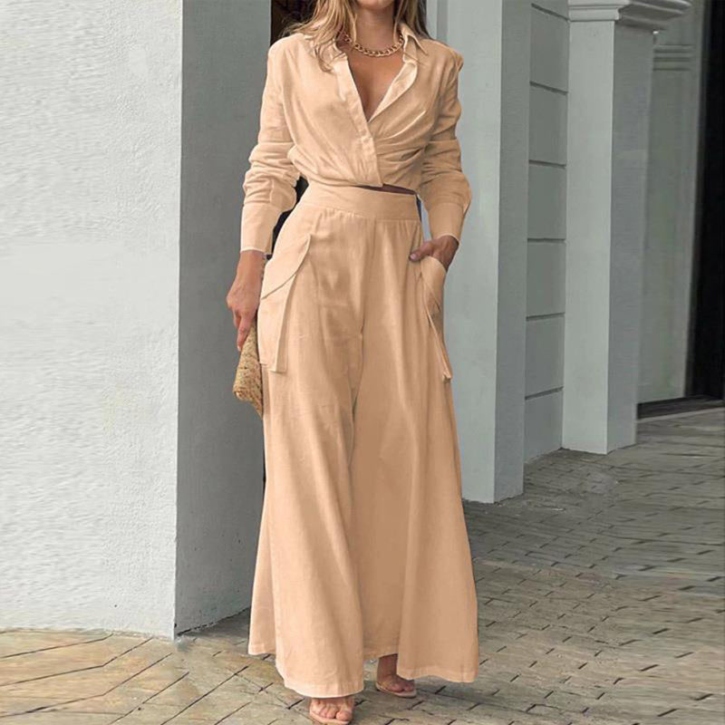 Women's Plus Size Wide Leg Elegant Pant Set Orange1