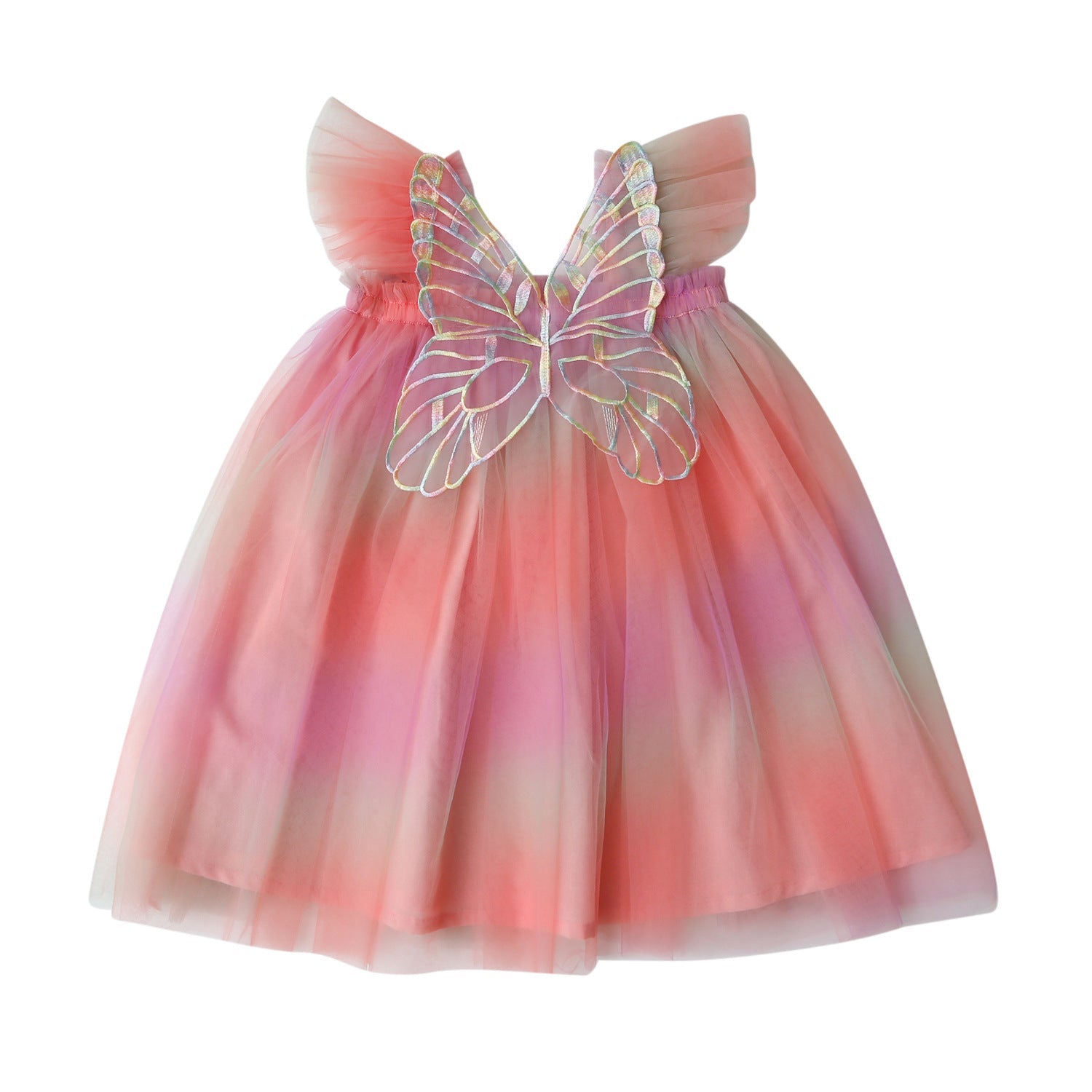 Rainbow Wings Mesh Girl Dress Radiant Rainbow