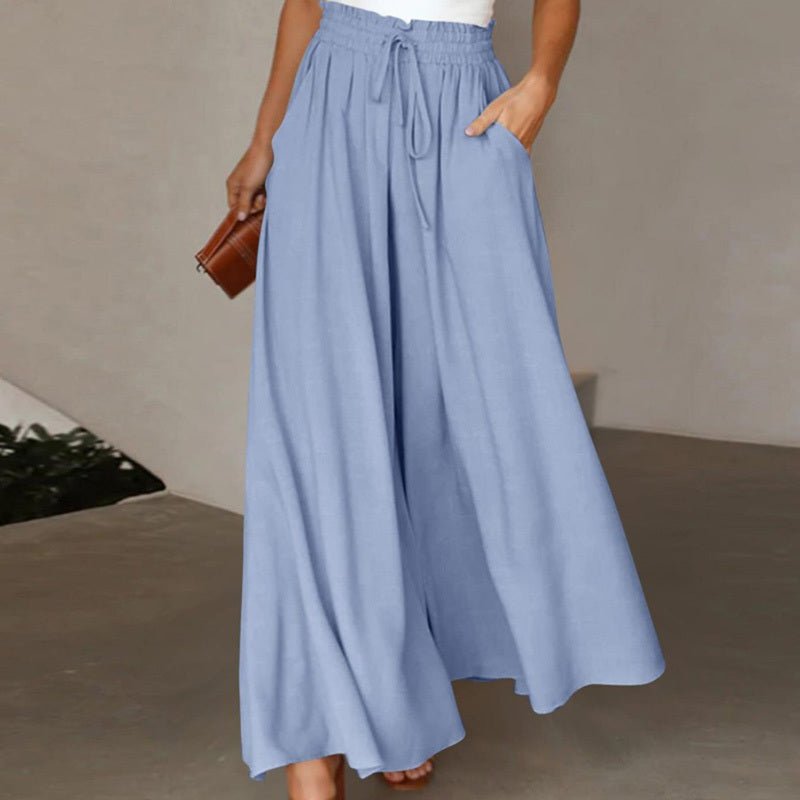 Women's High Waist Wide Leg Pants Blue