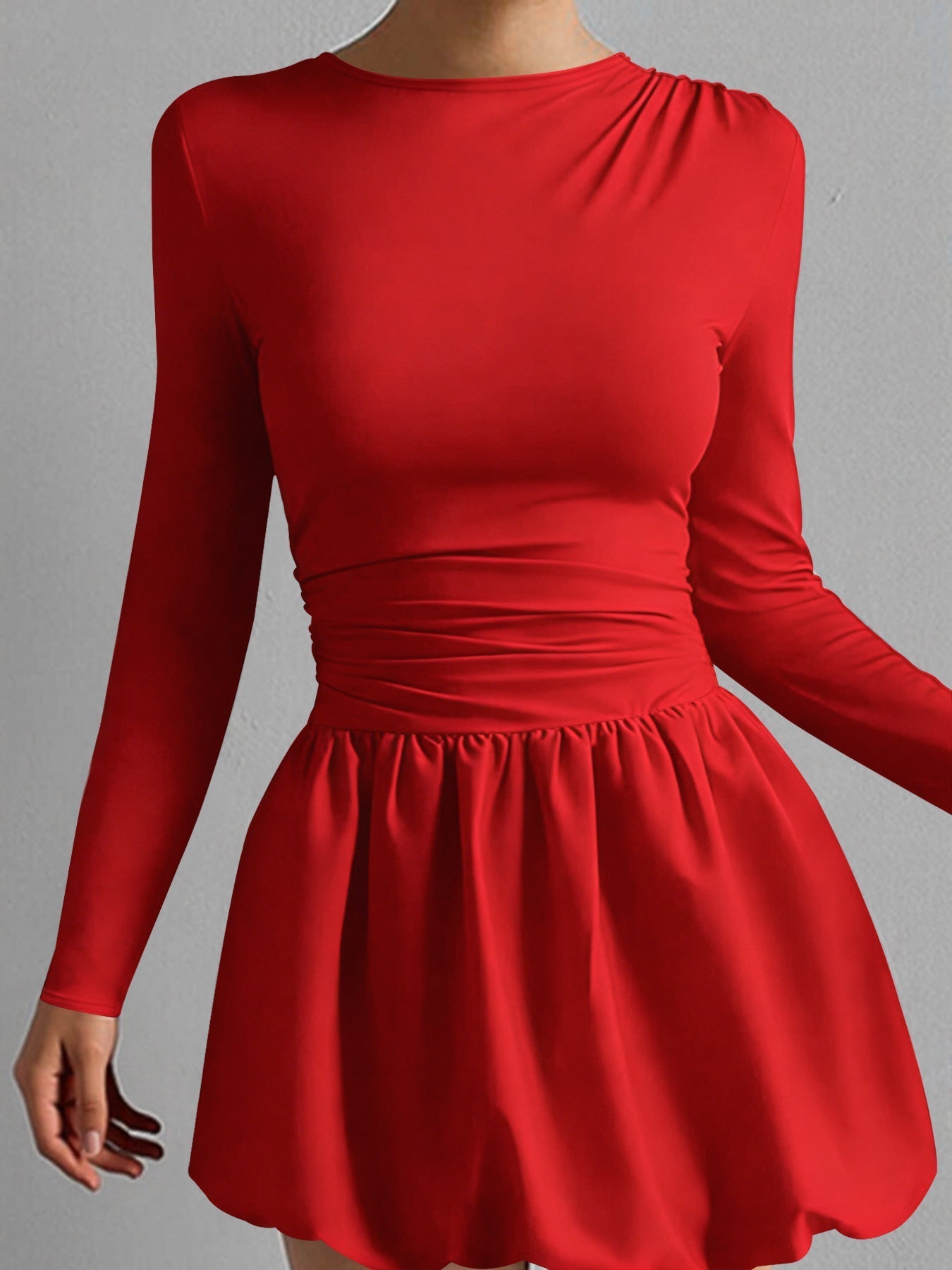 Women's Solid Color Stretch Casual Dress Red