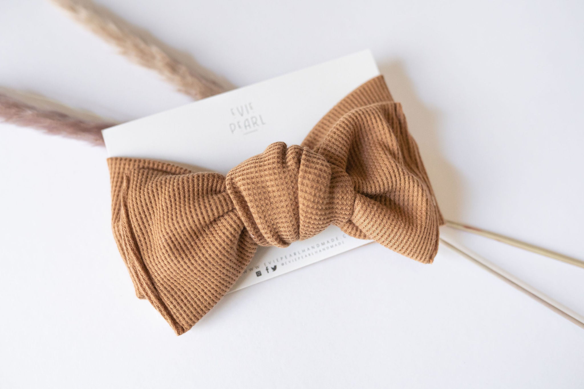 Neutral Baby Bow Turban 0-6months Chestnut Waffle