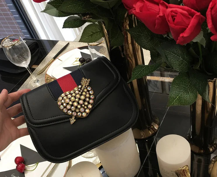 Custom High-Quality Vintage Butterfly Buckle Bag Black love