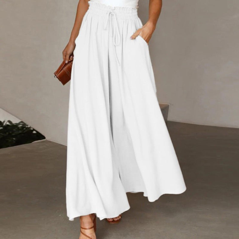 Women's High Waist Wide Leg Pants White
