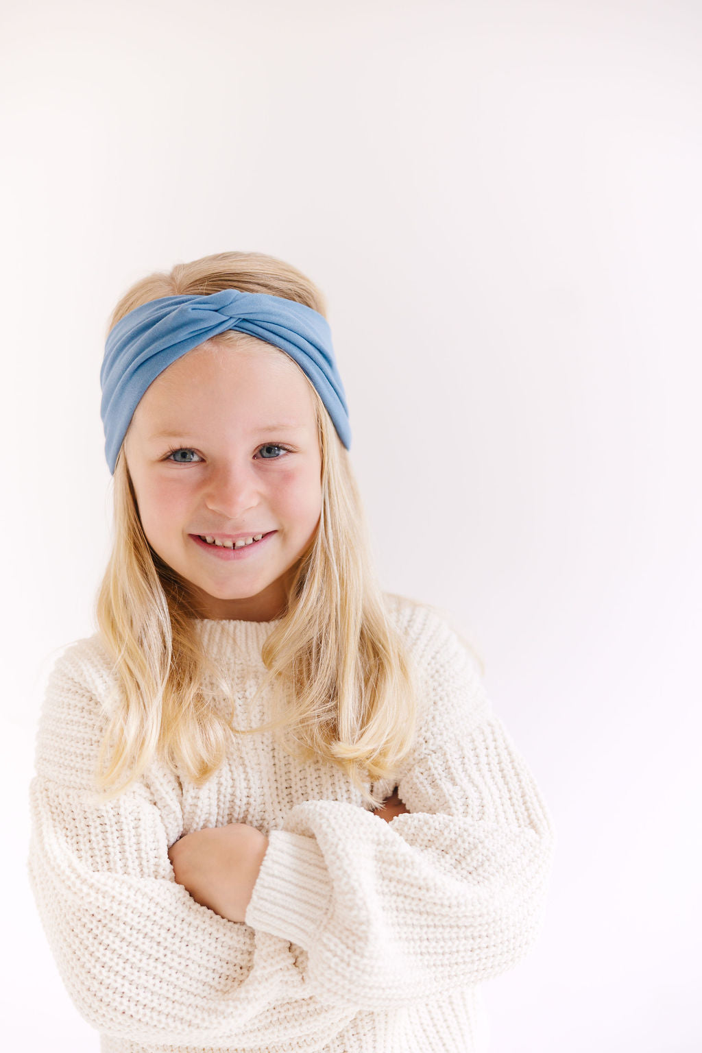 Blue Solid Twisted Turban for Girls & Adults