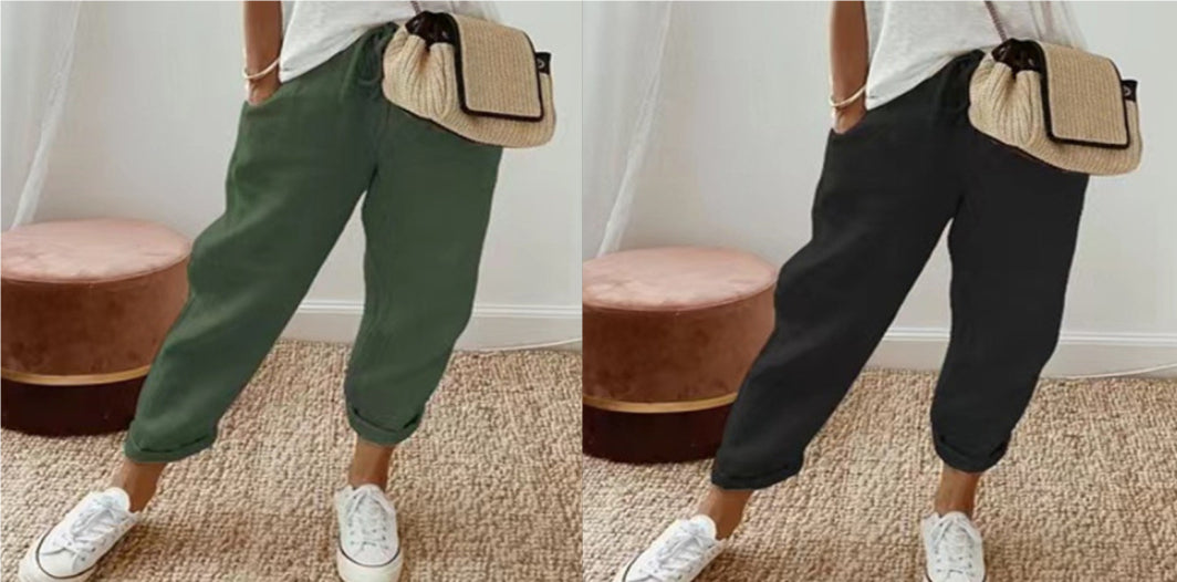 Women’s Cotton Linen Casual Pants – Solid Color Set6