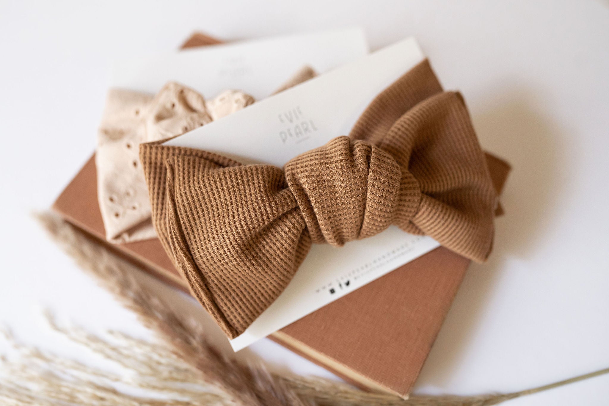 Neutral Baby Bow Turban 12months-Toddler Chestnut Waffle