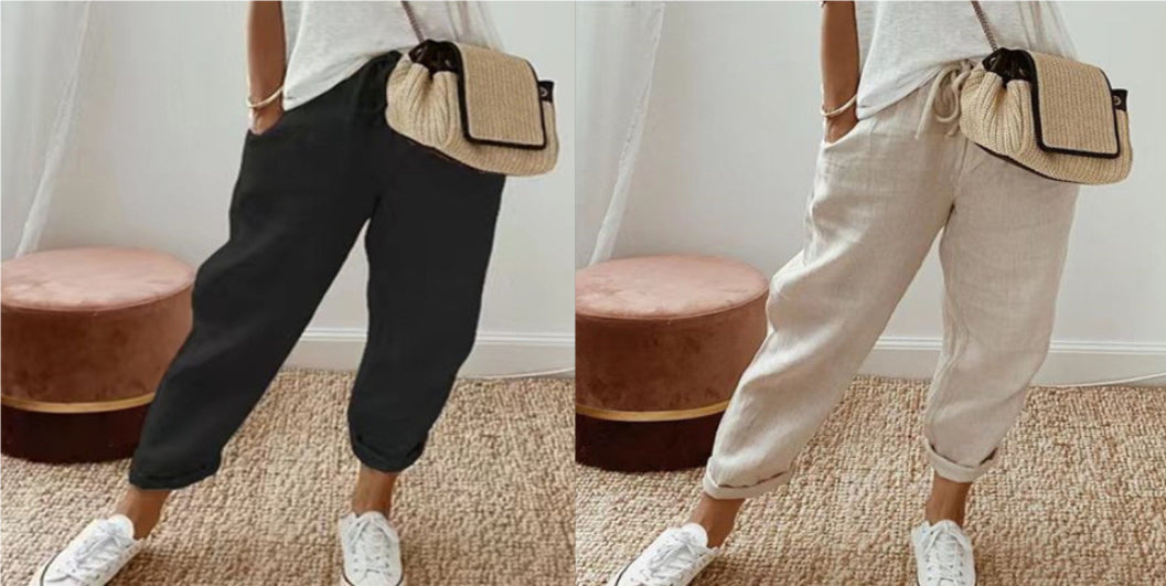 Women’s Cotton Linen Casual Pants – Solid Color Set4