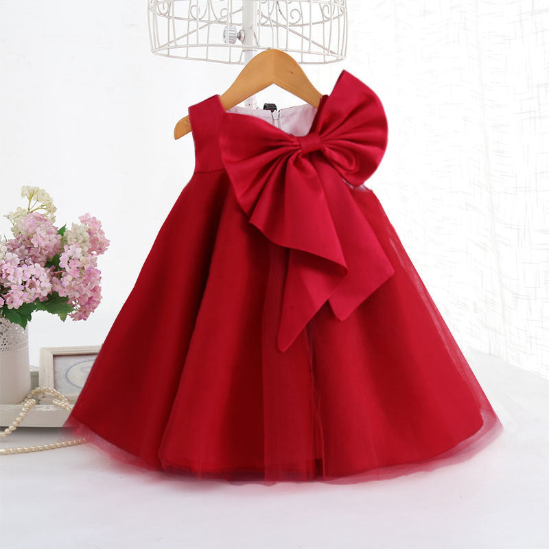 Girls Dress Dress Big Bow Girl Korean Style Baby Girl Dress Red