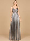 High Slit Metallic Jersey Dress Platinum