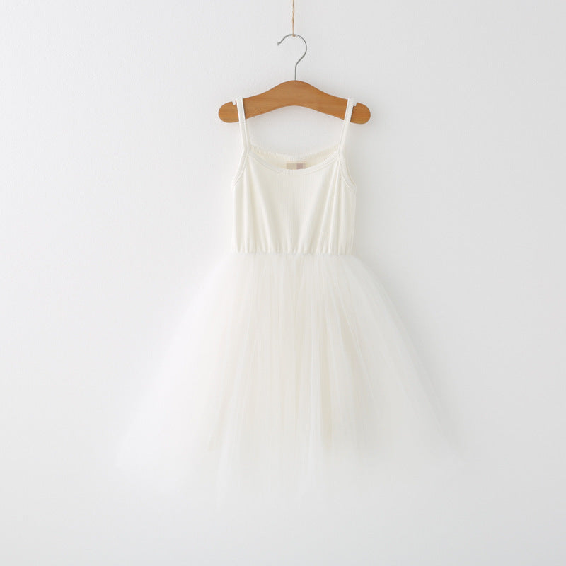 Girl's suspender dress White
