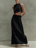 Women's Sleeveless Slimming Maxi Dress Two-Piece Set Black
