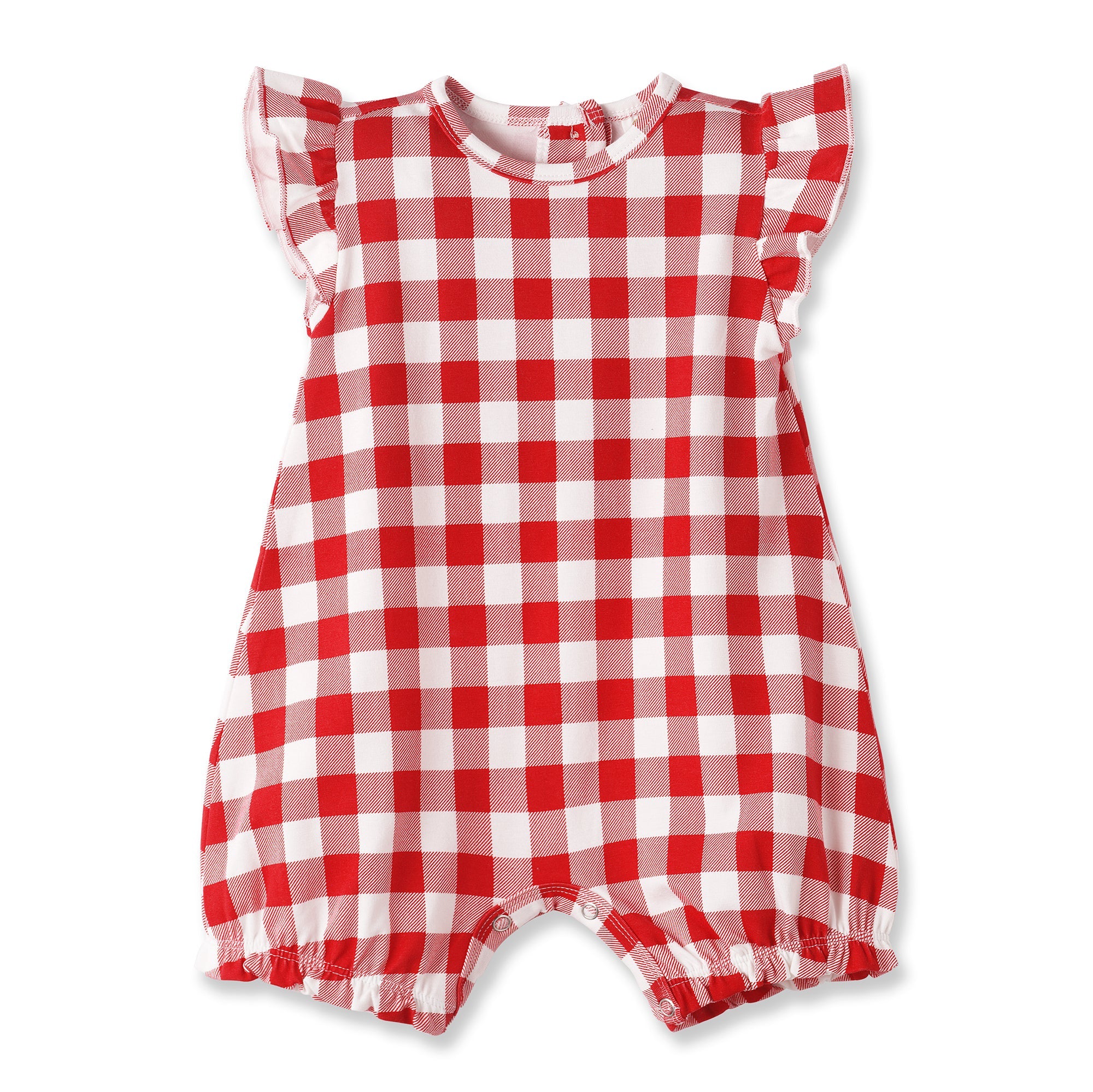 Picnic Plaid Soft Bamboo Bubble Romper for Baby Girls 12-18M