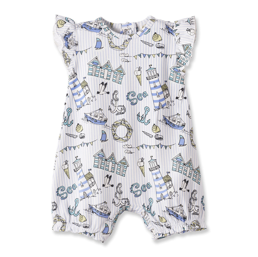 Seashore Bubble Romper – Bamboo Baby Girl Outfit 12-18M