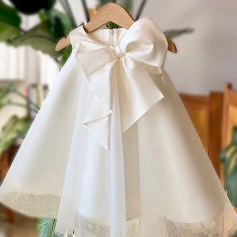 Girls Dress Dress Big Bow Girl Korean Style Baby Girl Dress White