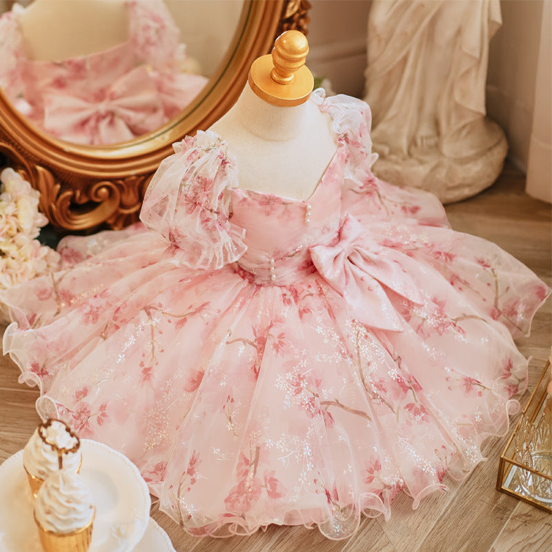 Bride Fellow Kids Wedding Birthday Party Sweet Evening Dress Xin Pink