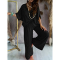 Women’s Lounge Set with Wide Leg Pant Black