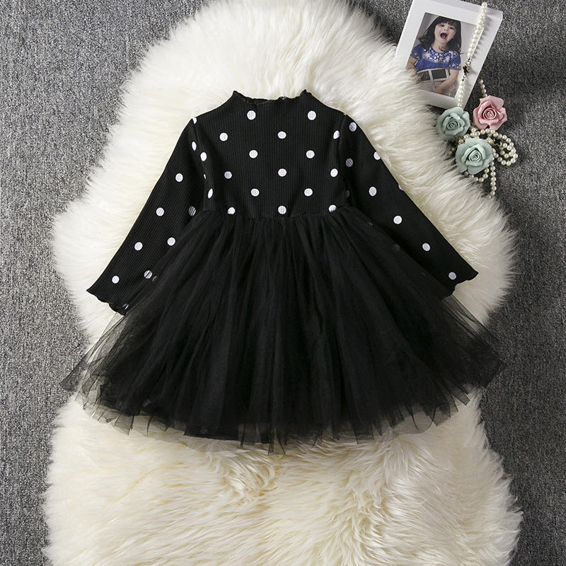 Baby Girls Spring Winter Long Sleeve Tutu Lace Dresses Infantil Newborn 1st Birthday Party Clothes Christening Gown Casual Wear Black